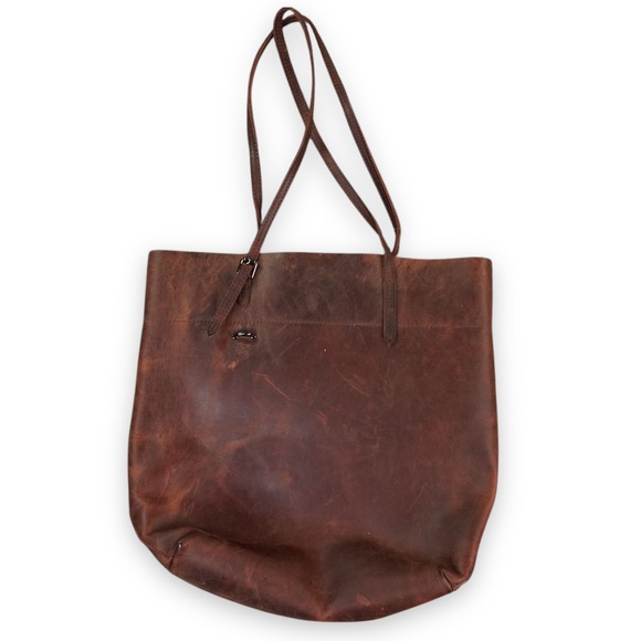 Jack & Chris Vintage Leather Tote Bag Brown Distressed Harness 15x15x5 - Picture 2 of 16